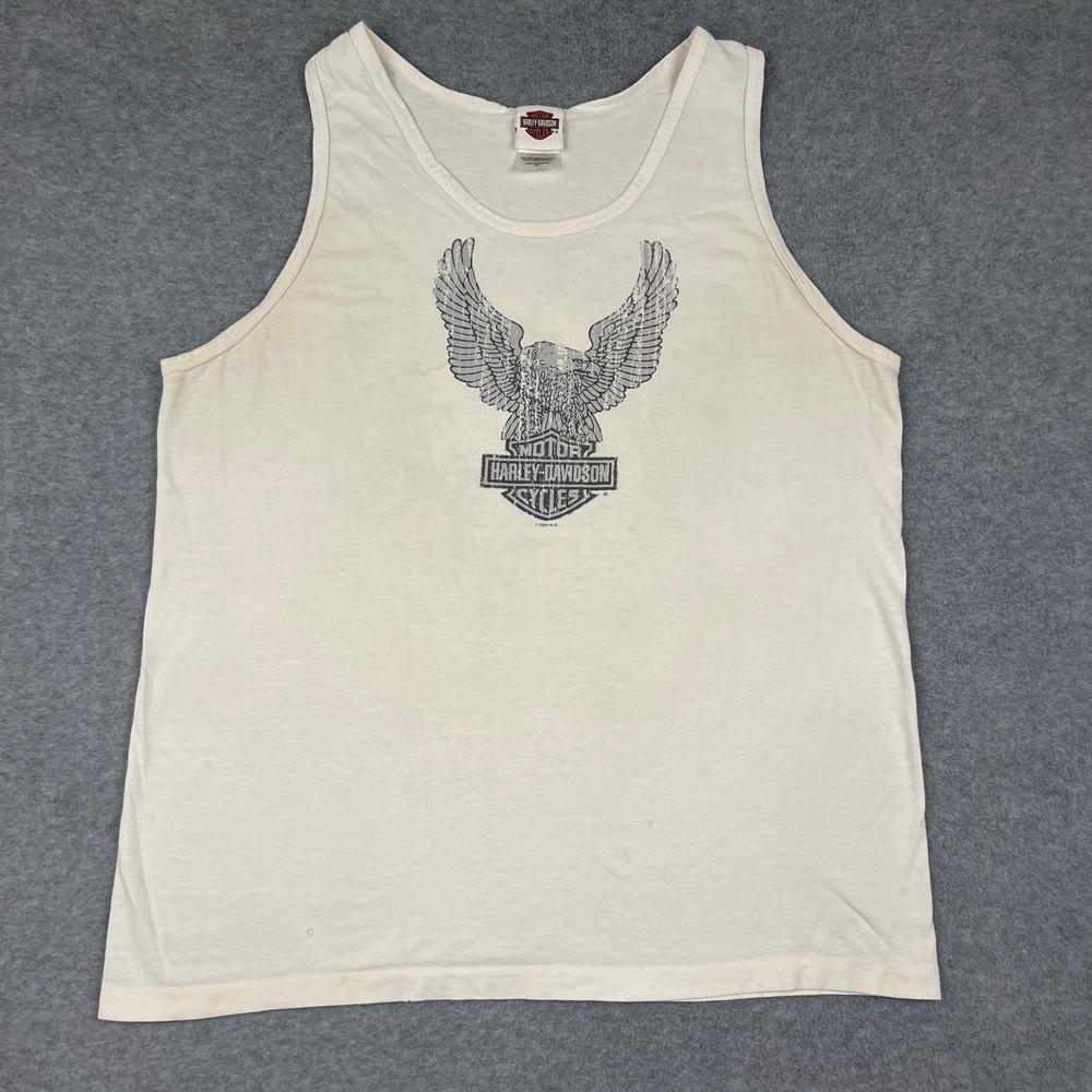 Harley Davidson Tank Top Mens XL White Salem Oregon Eagle Graphic 2007